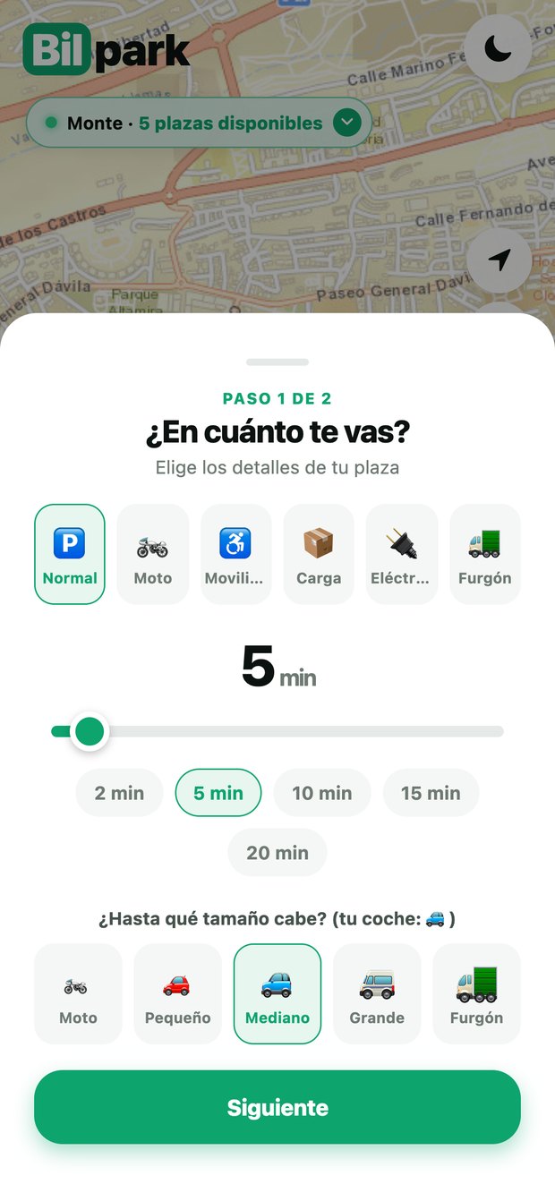 Pantalla para avisar de tu plaza: en cuántos minutos te vas y qué tamaño de coche cabe